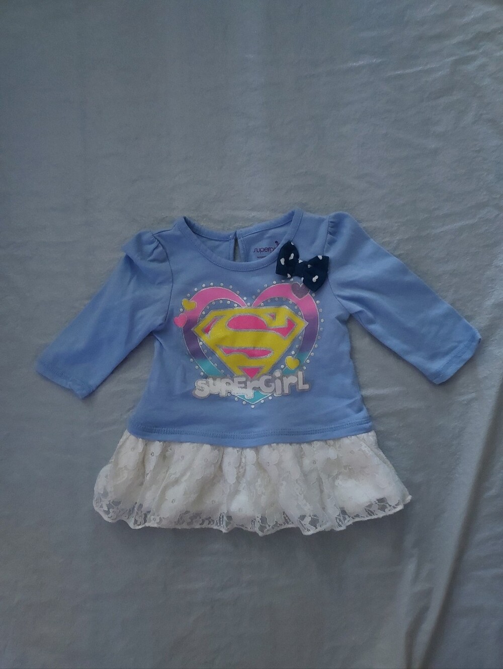 DC Comics Light Blue Supergirl Lace-Hem Tee with Bow